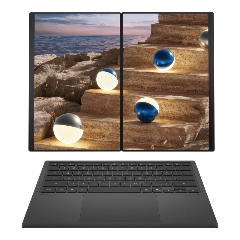 Asus Zenbook DUO (UX8407), 14.0" 3K Dual Touch Display, Intel Ultra 9-386H, 32GB RAM, 1TB SSD, Intel Arc Graphics, Windows 11 Home, Eng-Arab Keyboard, UX8407AA-U9321W