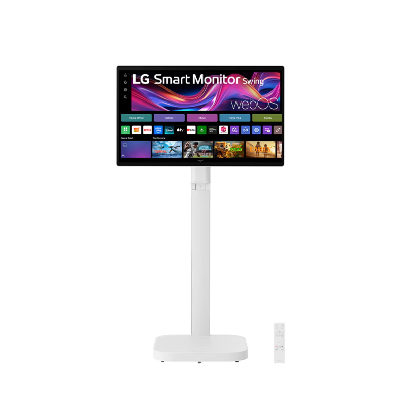 LG 31.5" 4K UHD IPS Smart Monitor Swing with touchscreen, featuring a unique movable stand and webOS system, 32U889SA-W