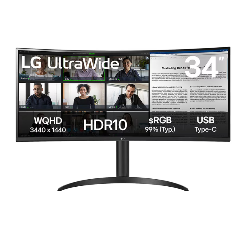 34'' UltraWide QHD Curved monitor with USB Type-C™, 34WR55QK-B