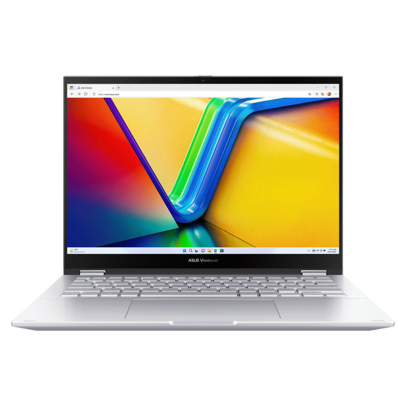 Asus Vivobook S 14 Flip (TP3402VA), 14" Touch N' Flip WUXGA Display, Intel® Core™ i5-13420H, 16GB RAM, 512GB SSD, Intel® UHD Graphics, English-Arabic Keyboard, Windows 11 Home, Cool Silver, TP3402VA-LZ669W