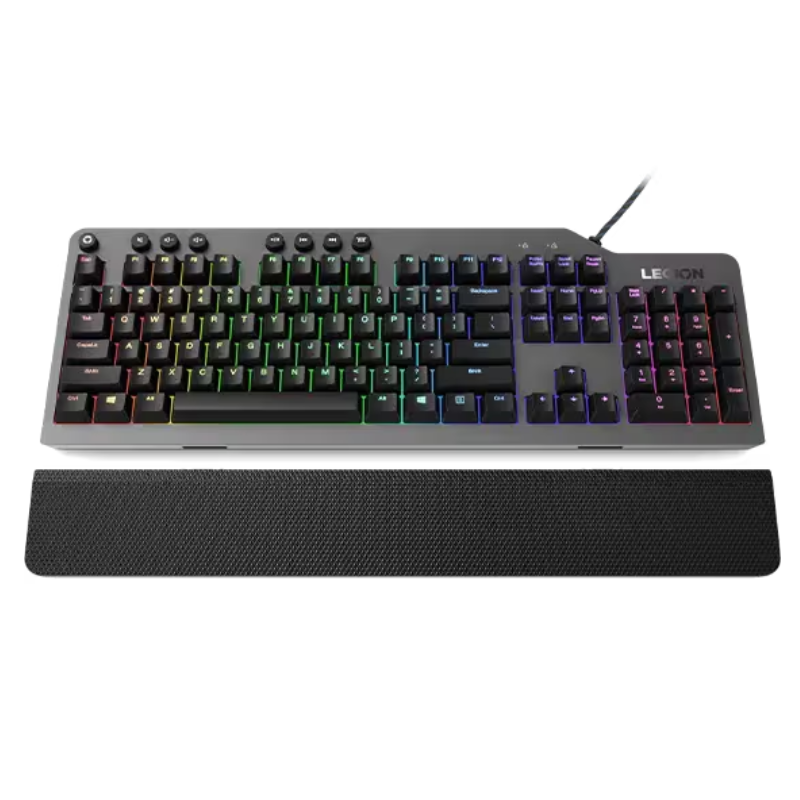 Lenovo Legion K500 RGB Mechanical Gaming Keyboard, 50 million Keystrokes Red Switch, Dedicated Media Controls, Detachable Palm Rest, GY40T26478