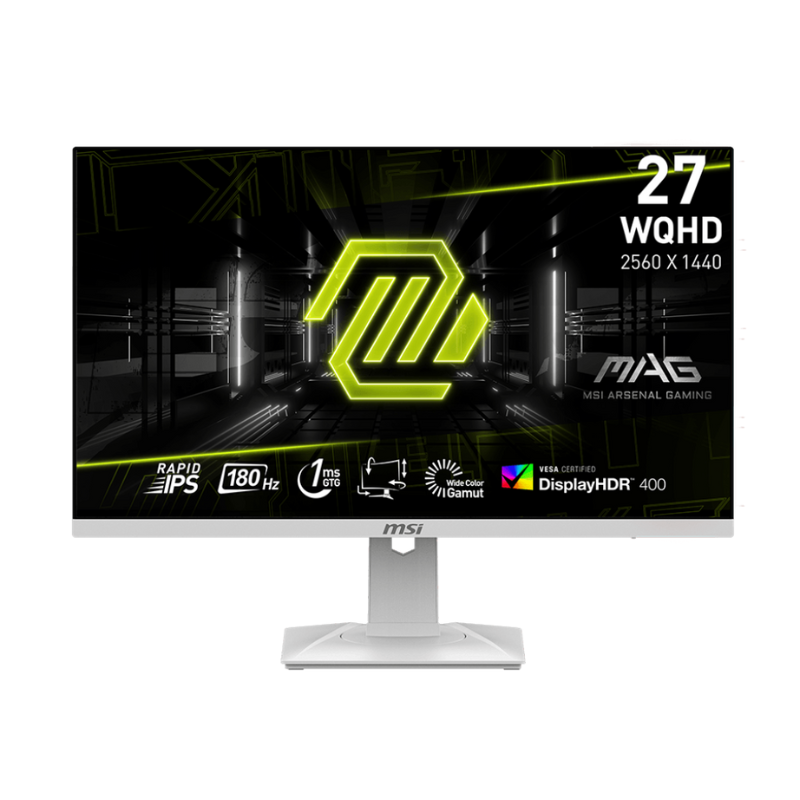 MSI MAG 274QRFW Gaming Monitor, 27" WQHD Rapid IPS Display, 180 Hz, 1ms GTG, VESA DisplayHDR 400, 9S6-3CC29H-250