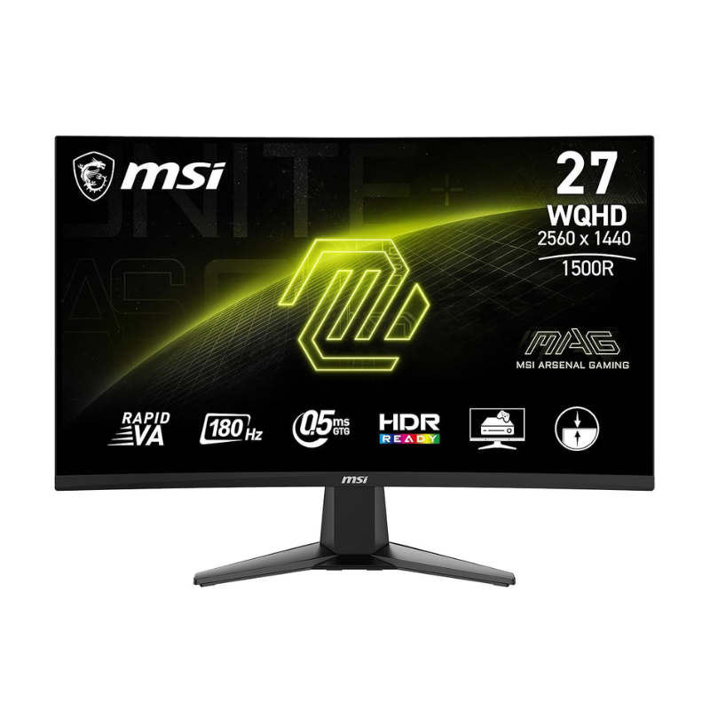 MSI MAG 27CQ6PF Gaming Monitor, 27" WQHD Display, 180Hz Refresh rate, 0.5ms (GtG, Min.)response time, 9S6-3CD94M-021