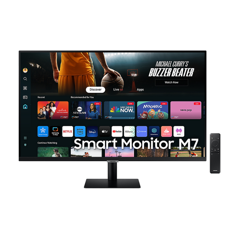 Samsung 32" M70D Smart Screen for Multi Device Experience, 60 Hz Refresh Rate & 4ms Response Time, 72% Color Gamut, Black, LS32DM702UMXUE