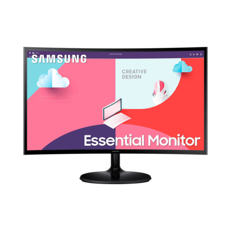 Samsung 24" Essential Curved Monitor S3 S36C, 75Hz Refresh Rate & 4 (GTG) Response Time, 72% Color Gamut, Black, LS24C360EAMXUE