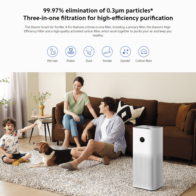 Xiaomi Smart Air Purifier 4 Pro, Breathe clean, breathe healthy, Global Version