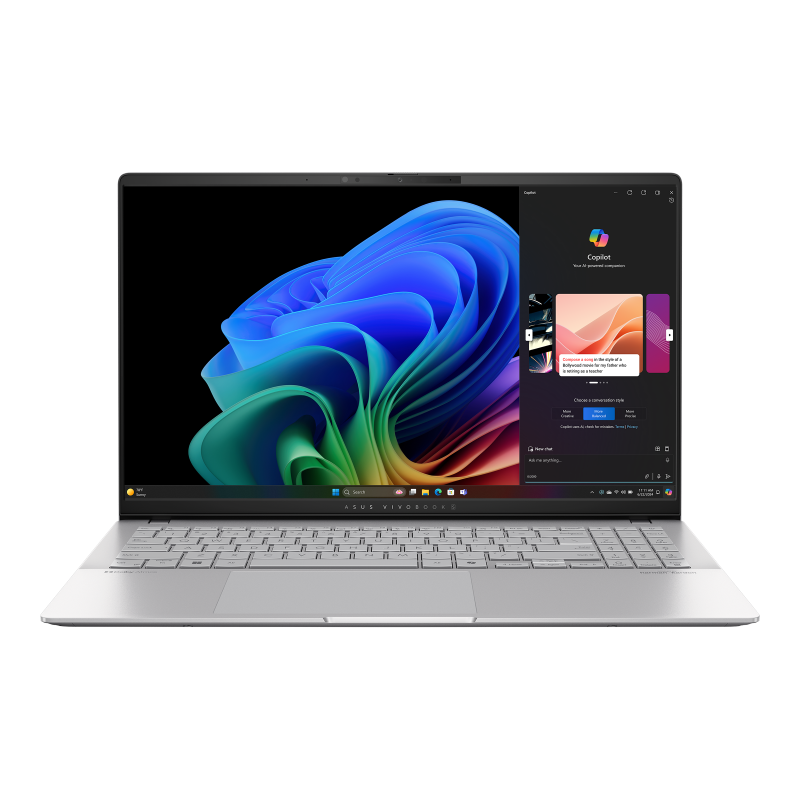 ASUS Vivobook S15 (S5507) Copilot+ PC, 15.6" 3K 120 Hz OLED Display, Snapdragon® X Elite X1E 78 100, 32GB RAM, 1T SSD, Qualcomm® Adreno™ GPU, English / Arabic Keyboard, Windows 11 Home, Silver, S5507QA-MA001W