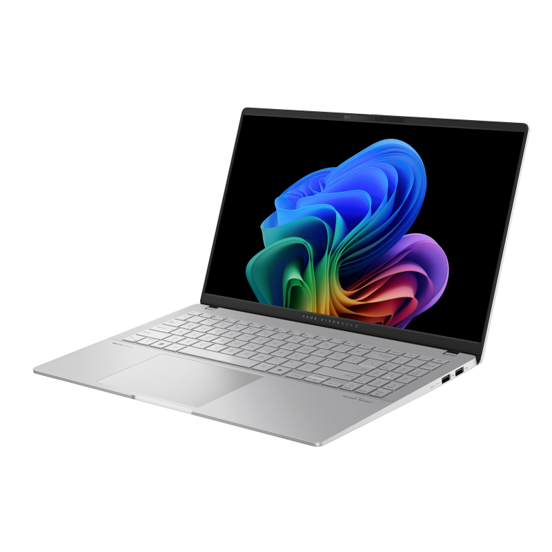 ASUS Vivobook S15 (S5507) Copilot+ PC, 15.6" 3K 120 Hz OLED Display, Snapdragon® X Elite X1E 78 100, 32GB RAM, 1T SSD, Qualcomm® Adreno™ GPU, English / Arabic Keyboard, Windows 11 Home, Silver, S5507QA-MA001W