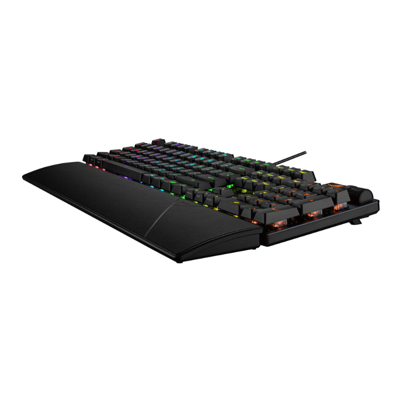 Asus ROG Strix Scope II RX Gaming Keyboard, ith pre-lubed ROG RX optical switches, IP57 waterproof protection, sound-dampening foam, PBT doubleshot keycaps or UV-coated ABS keycaps, streaming hotkeys, multi-function controls