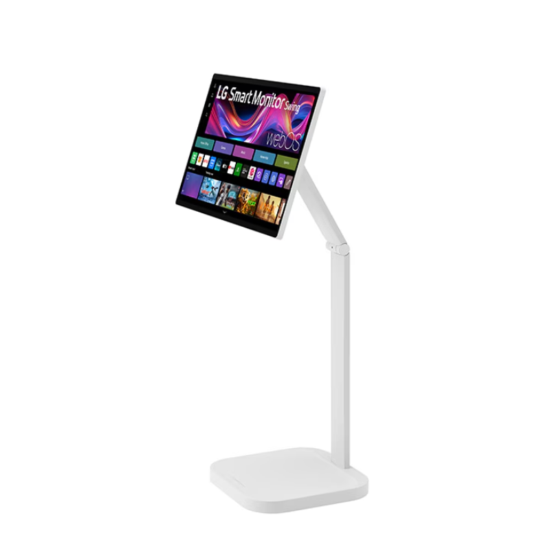 LG 31.5" 4K UHD IPS Smart Monitor Swing with touchscreen, featuring a unique movable stand and webOS system, 32U889SA-W