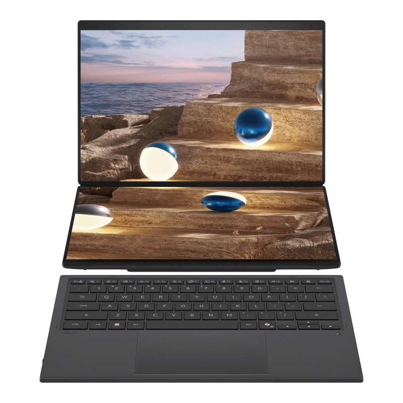 Asus Zenbook DUO (UX8407), 14.0" 3K Dual Touch Diplay, Intel Ultra 7-355H, 32GB RAM, 1TB SSD, Intel Arc Graphics, Windows 11 Home, Eng-Arab Keyboard, UUX8407AA-SN062W