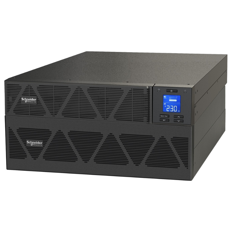 Easy UPS 1 Ph On-Line, 6kVA/6kW, Rackmount 5U, 230V, 1x Hard wire 3-wire(1P+N+E) outlet, Intelligent Card Slot, LCD, Extended Runtime, W/ rail kit, SRVS6KRILRK