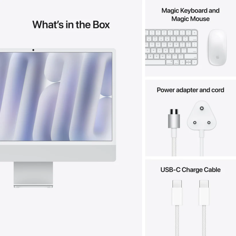 Apple 24" iMac MCR24 AIO Desktop Computer with M4 Chip, 4.5K Retina Display, 10-Core CPU and 10-Core GPU, 24GB RAM, 512GB SSD, English Keyboard