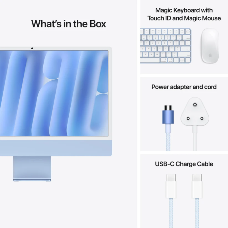 Apple 24" iMac MWU33 AIO Desktop Computer with M4 Chip, 4.5K Retina Display, 10-Core CPU and 10-Core GPU, 16GB RAM, 512GB SSD, English Keyboard