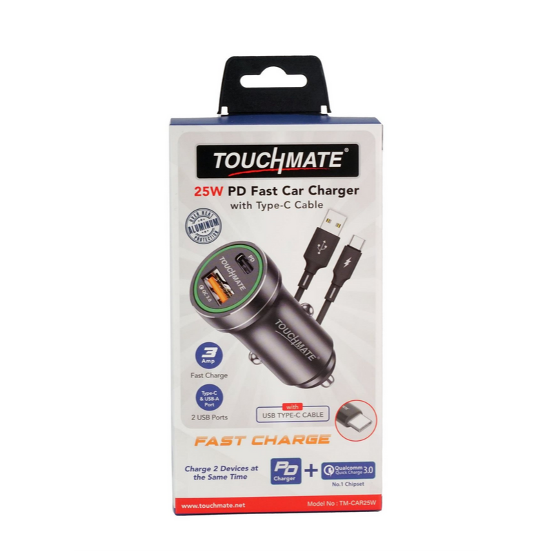TOUCHMATE 25W PD Fast Car Charger with Type-C Cable, TM-CAR25W