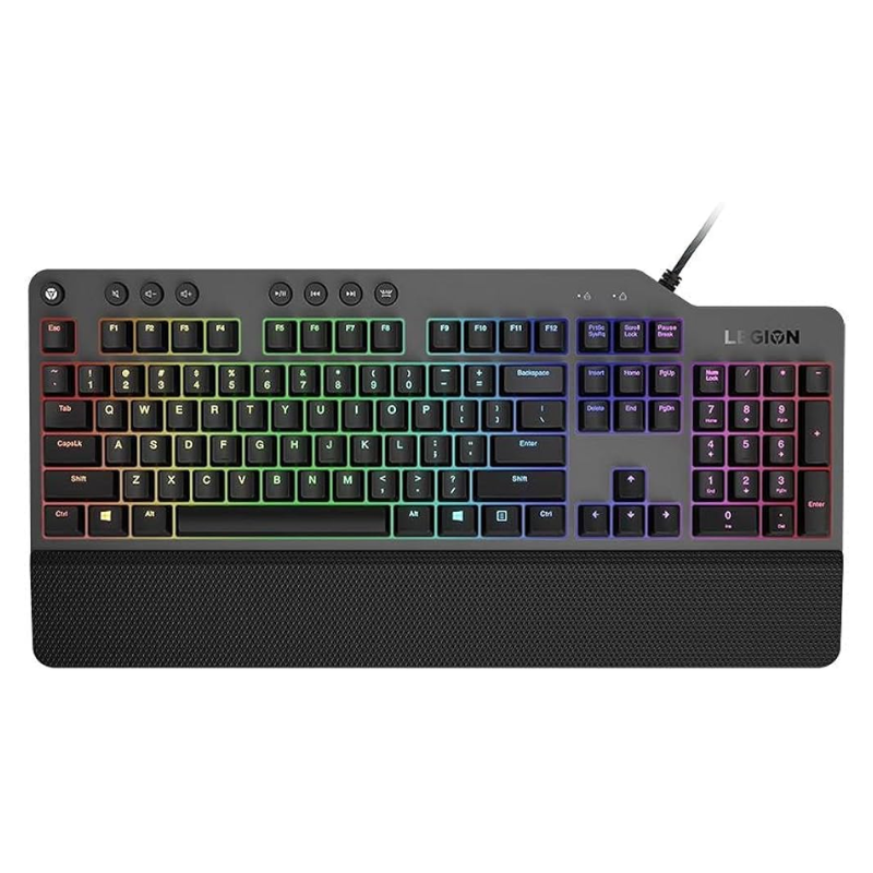 Lenovo Legion K500 RGB Mechanical Gaming Keyboard, 50 million Keystrokes Red Switch, Dedicated Media Controls, Detachable Palm Rest, GY40T26478