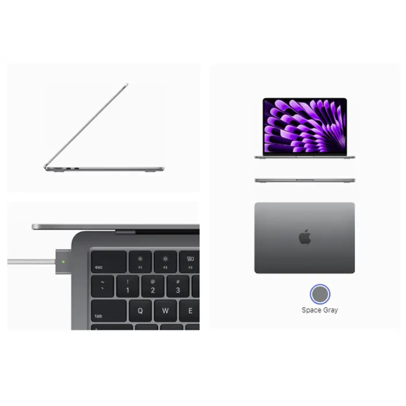 Apple Macbook Air 13" (2024), M3 with 8-Core CPU, 10-Core GPU, 8GB RAM, 512GB SSD, macOS Sonoma, English Keyboard, Space Gray