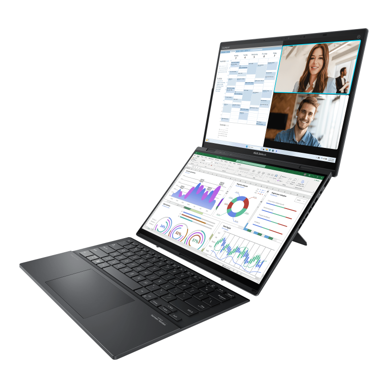 ASUS Zenbook DUO (2024) UX8406, 14" 3K OLED Dual Screen Display, Intel® Core™ Ultra 7 155H, 16GB RAM, 1T SSD,  Intel® Arc™ Graphics, English-Arabic Keyboard, Windows 11 Home, Inkwell Gray, UX8406MA-OLEDI7IG