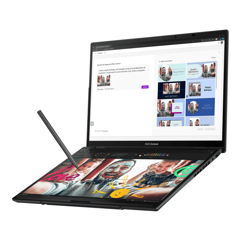 ASUS Zenbook DUO (2024) UX8406, 14" 3K OLED Dual Screen Display, Intel® Core™ Ultra 7 155H, 16GB RAM, 1T SSD,  Intel® Arc™ Graphics, English-Arabic Keyboard, Windows 11 Home, Inkwell Gray, UX8406MA-OLEDI7IG