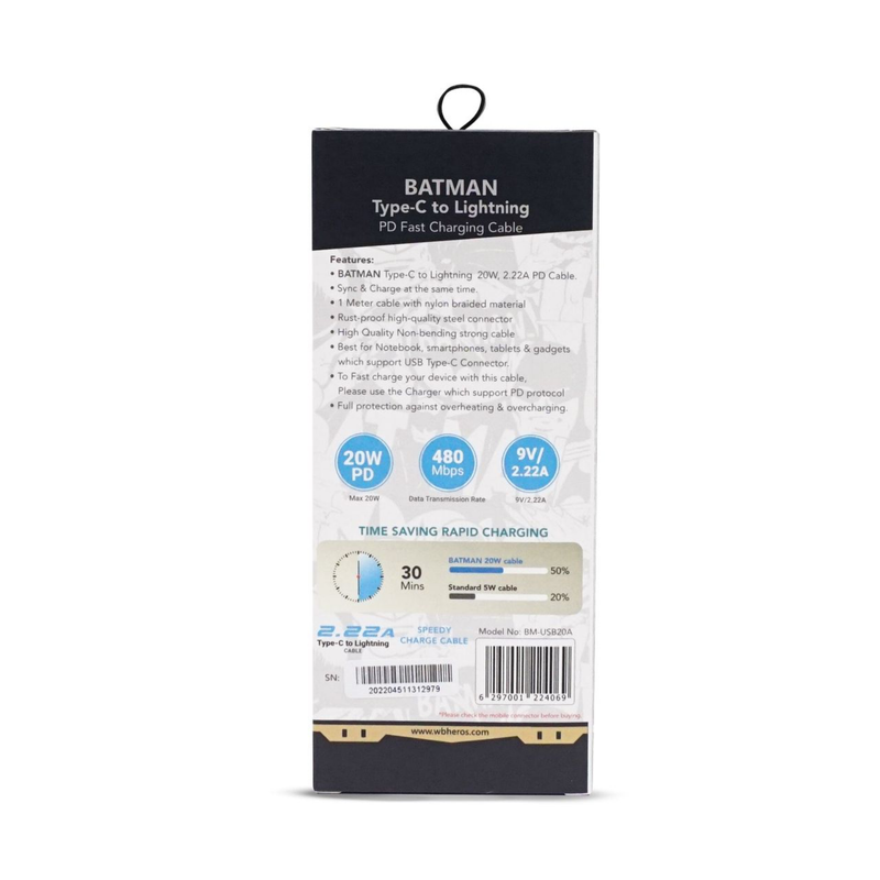 BATMAN Type-C to Lightning PD-Fast Charging Cable | SKU: BM-USB20A