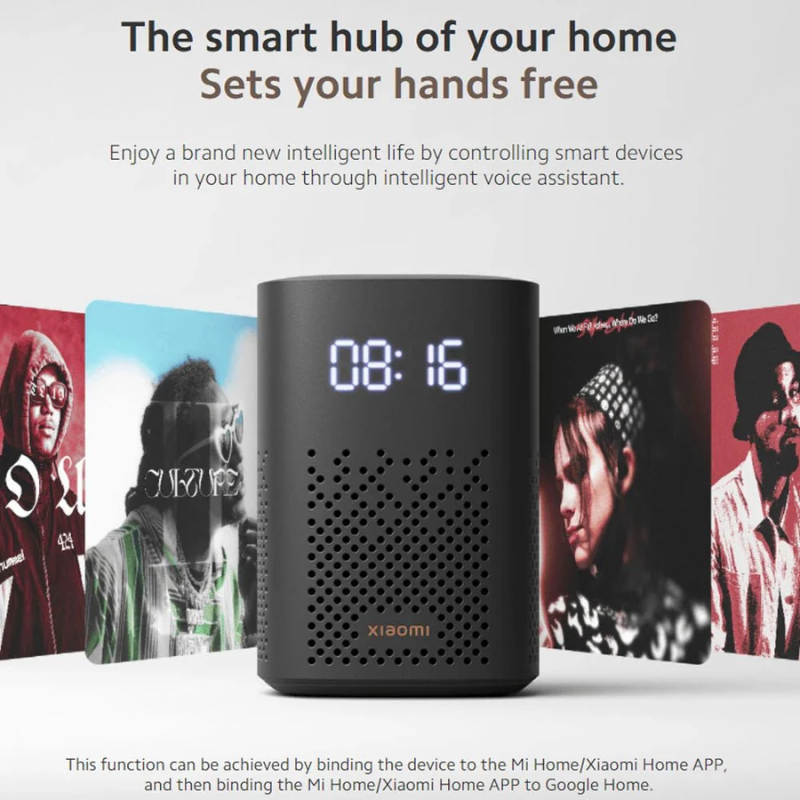 Xiaomi Smart Speaker IR Control, LED Clock Display, Google Assistant, Black, Global Version