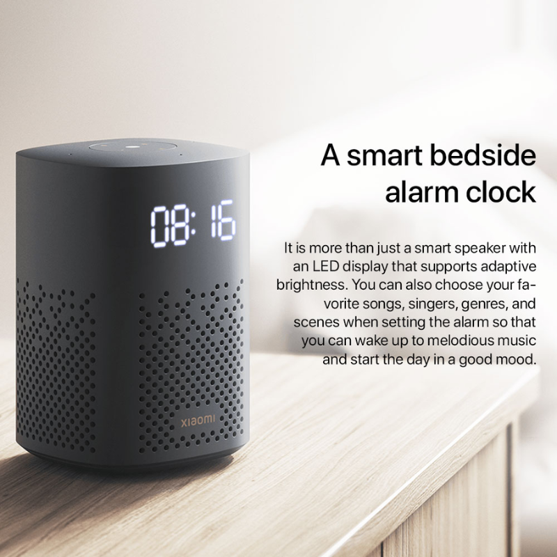 Xiaomi Smart Speaker IR Control, LED Clock Display, Google Assistant, Black, Global Version
