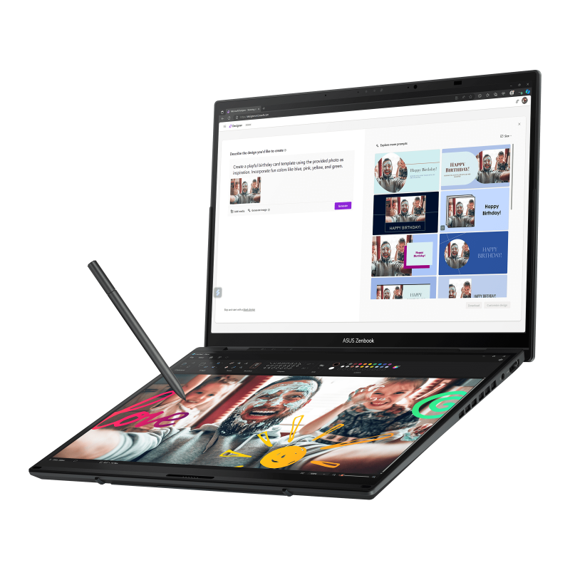 ASUS ZenBook Duo OLED (UX8406MA) Laptop, 14" 3K Display, Intel® Core™ Ultra 9, 32GB RAM, 2T SSD, Intel® Arc™ Graphics, Window 11 Home, English-Arabic Keyboard, Gray, UX8406MA-OLEDI9IG